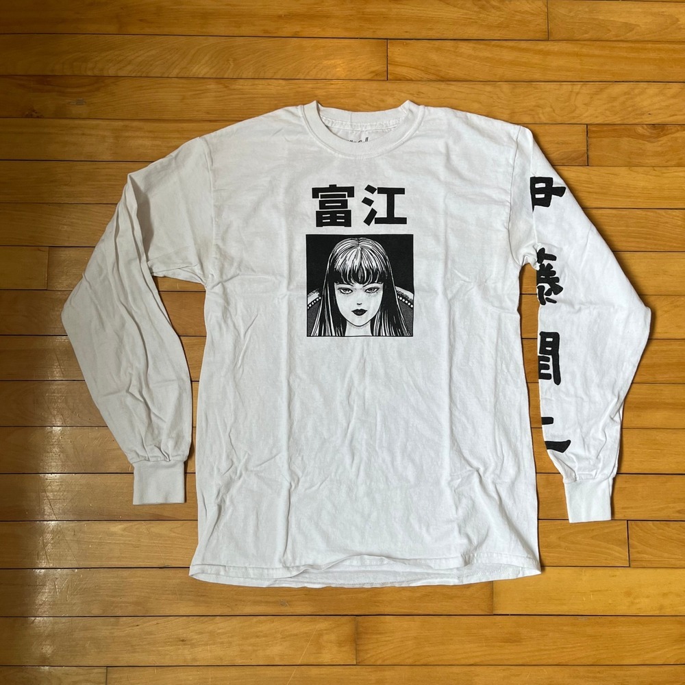 Junji Ito Tomie Long Sleeve Graphic T-Shirt White Ripple Junction Mens Medium
